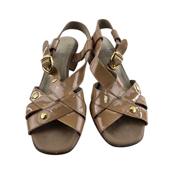 AGL ISA City Nude Slingback Sandals Size 5.5 35.5 Beige Patent Leather Designer - Picture 6 of 13